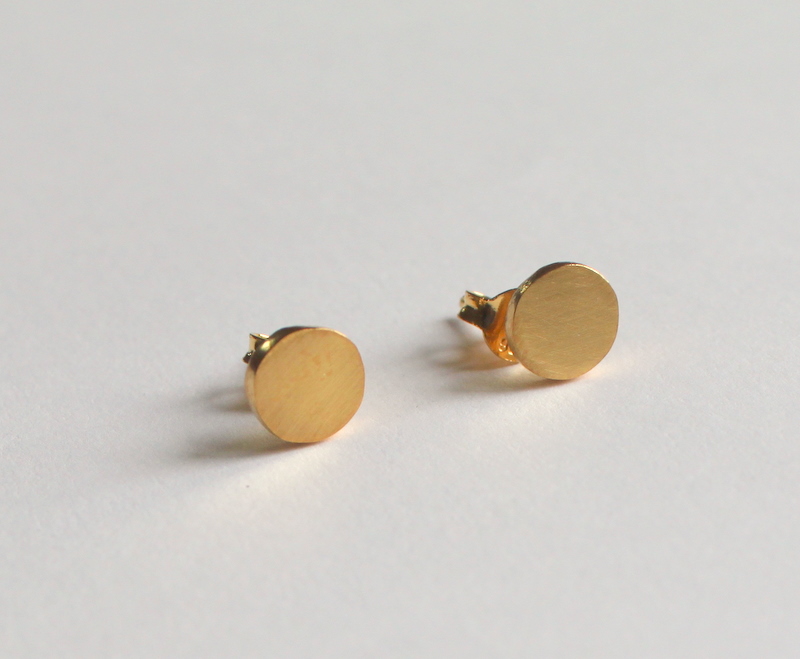 Simple Geometric Jewelry Round Stud Earrings Gold Plated Sterling on Luulla